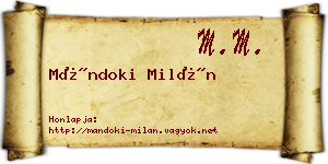 Mándoki Milán névjegykártya