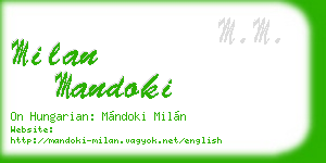 milan mandoki business card