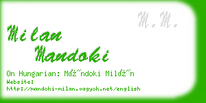 milan mandoki business card